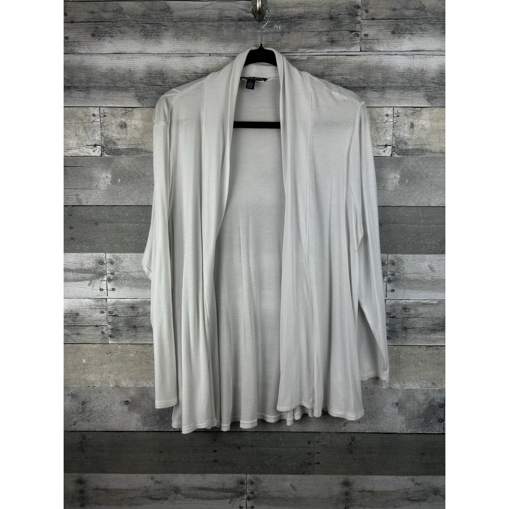 Cable & Gauge Women's 1X White Long Sleeve Open Cardigan